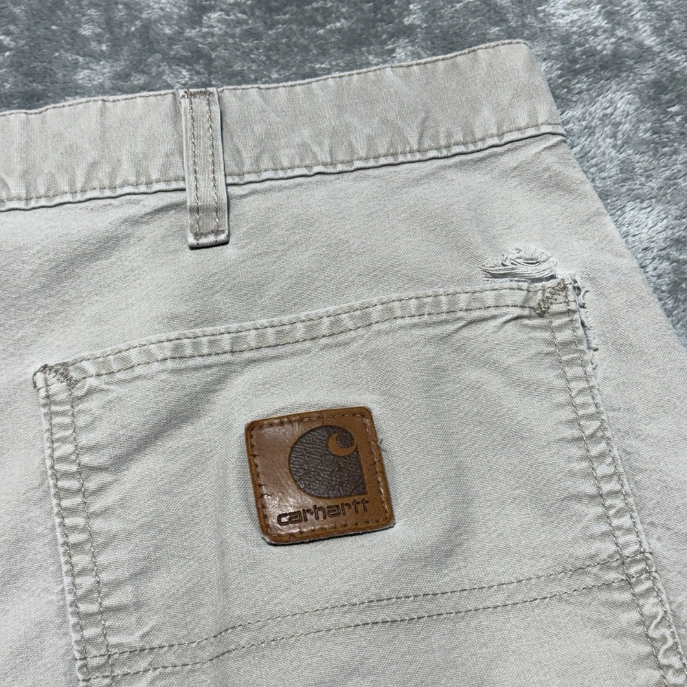 Carhartt B145 TAN Canvas Work Shorts Mens 40 Distressed Khaki Dungaree Fit - Picture 3 of 8